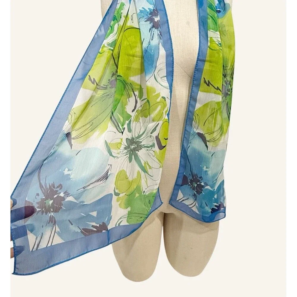 Women Vintage Floral Rectangle Scarf 56” x13”
